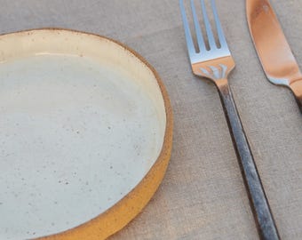 White Speckled Side Plate 6"