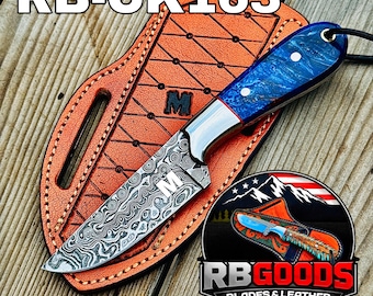 Handmade Cowboy Knives damascus knife Bull Cutter leather sheath: personal gift.
