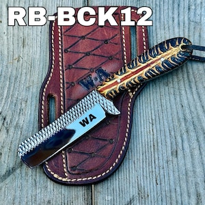 handgjord cowboykniv-rasp ståltjurkniv: med läderslida.