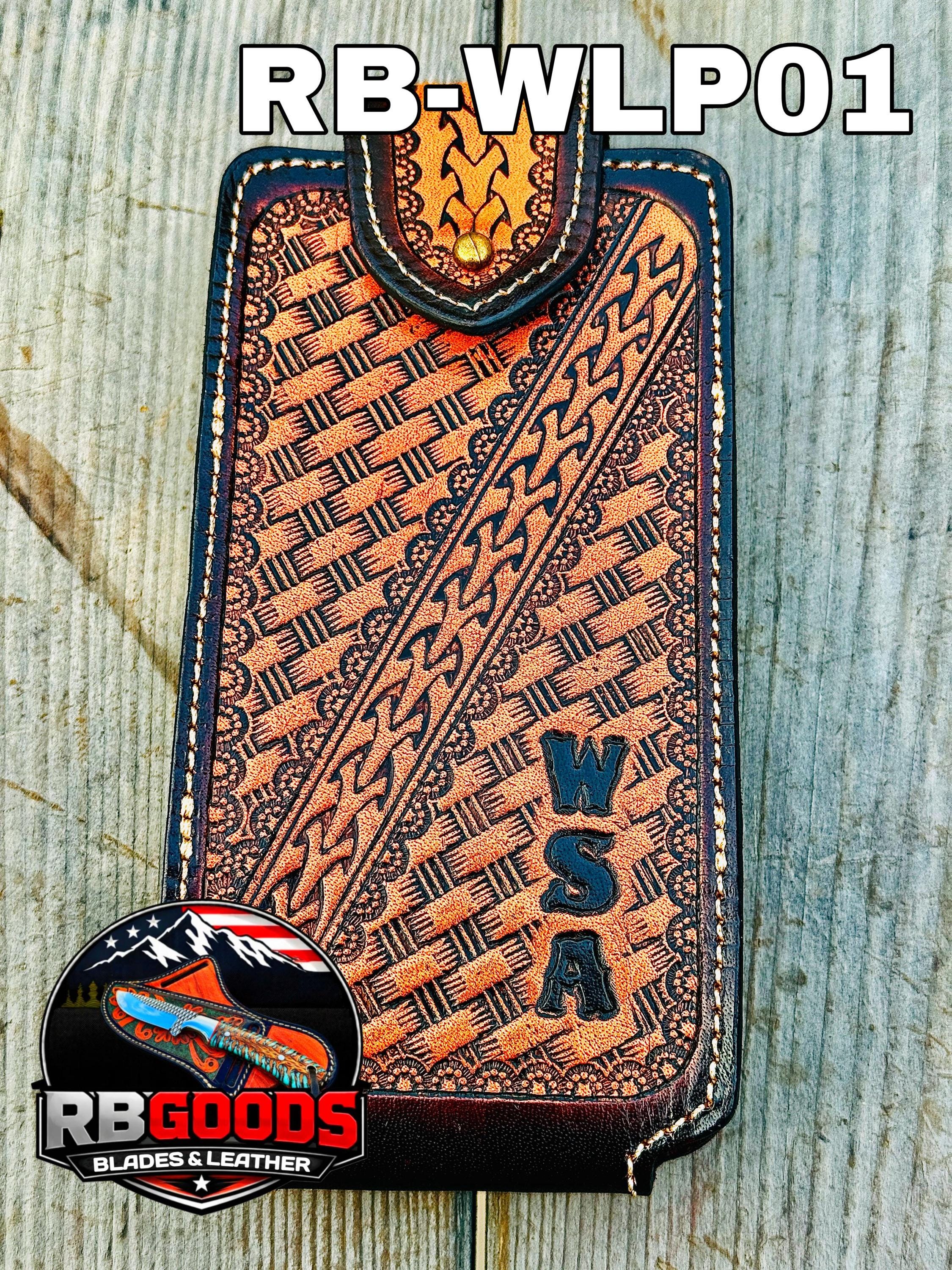 Fodero In Pelle Nera Per Telefono A Tema Western - Fondina Con Preghiera Del Cowboy - Universale Per Smartphone