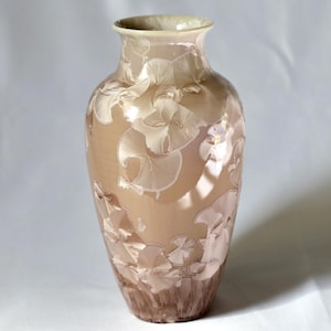 Vintage 1987 Signed Bevan Norkin Beige Mauve Crystalline Glaze Studio Pottery Ceramic Vase