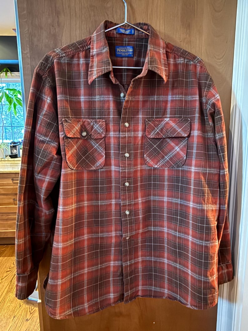 Pendleton Vandrarskjorta XL - Djupröd/Brun Rutig bild 2