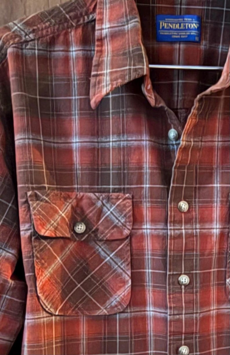 Pendleton Vandrarskjorta XL - Djupröd/Brun Rutig bild 1