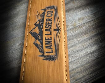 Custom Engraved Stainless Steel Bottle Opener | Faux Leather Grip Bar Tool