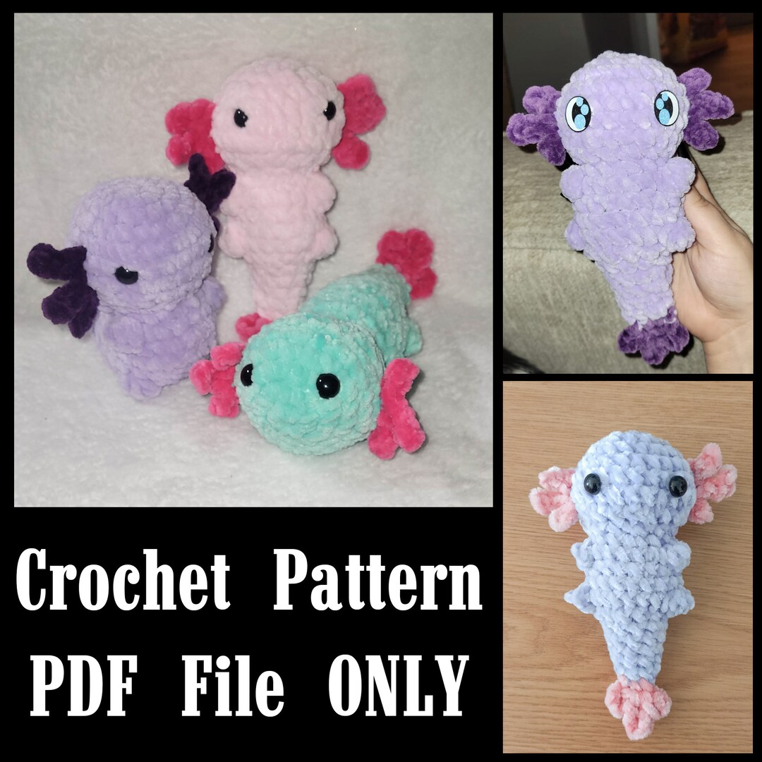 Aili the Axolotl, No Sew Axolotl, Crochet Pattern, Pocket Pet Crochet