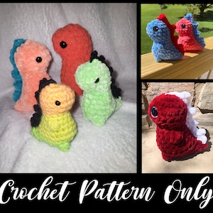 Tiny Diny No Sew Crochet Pattern, Tiny T-Rex, Tiny Dinosaur, Pocket Pet