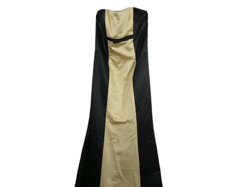 Jessica McClintock Gunne Sax Strapless Dress Women Size 7 8 Black Gold Formal