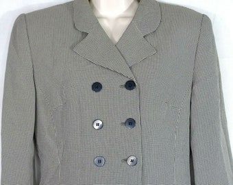 Vintage  80s 90s Kasper & Company Double Breasted Blazer Women Size 4 Black Houndstooth