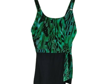 Jaclyn Smith badpak badpak dames maat 10 groen zwarte gewatteerde bh
