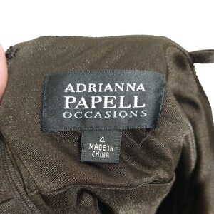 Adrianna Papell Occasion Formal Gown Dress Layered Size 4 Brown Vintage Y2K image 7