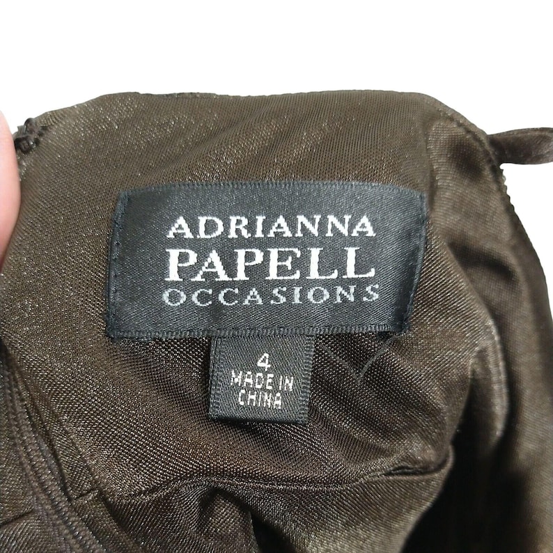Adrianna Papell Occasion Formal Gown Dress Layered Size 4 Brown Vintage Y2K image 7
