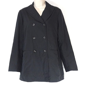 Banana Republic Trench Coat Jacket Double Breasted Women Size S Black Pockets