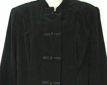 Vintage On The Verge Button Front Military Jacket Blazer Women Size 8 Black