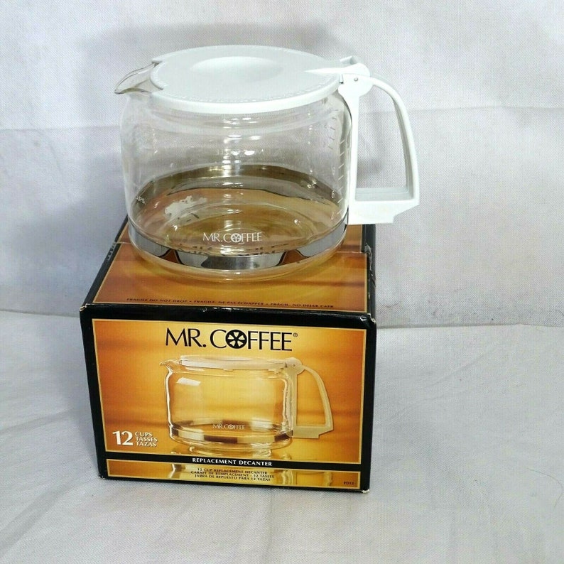 Mr Coffee Replacement Decanter 12 Cup Coffee Pot White Clear Glass 1995 PD12 in Original Box
