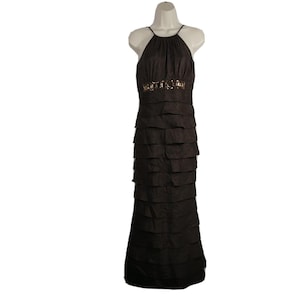 Adrianna Papell Occasion Formal Gown Dress Layered Size 4 Brown Vintage Y2K image 1