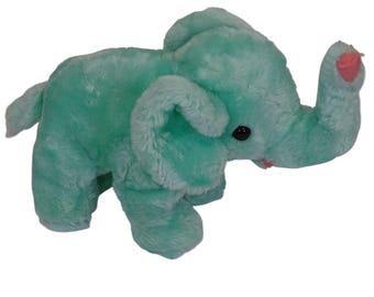 Vintage Siara International Plush Green Elephant Stuffed Animal Collectible