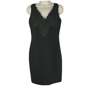 Vintage Andrea Polizzi para Rex Lester Vestido Cóctel Mujer Talla 8? Pequeño vestido negro