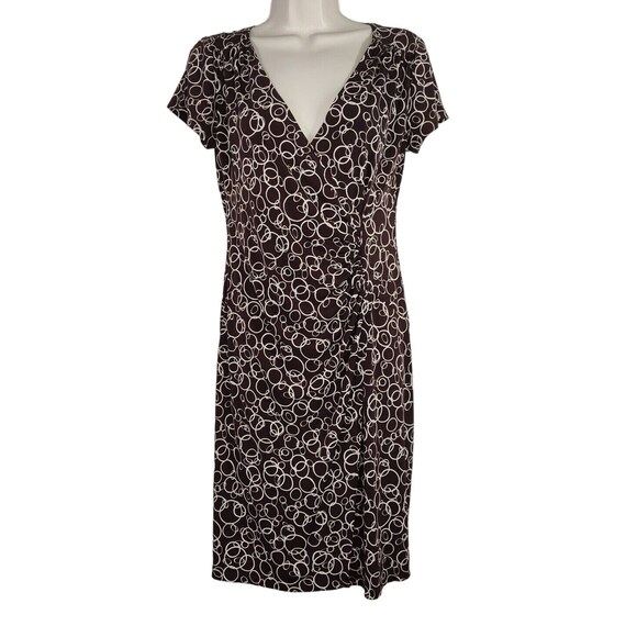 Connected Apparel Faux Wrap Dress Women Size 8 Br… - image 1