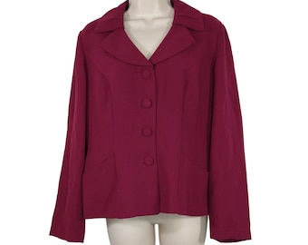 Dana Kay Blazer Jacket Covered Button Up Women Size 8 Purple Long Sleeve Pockets