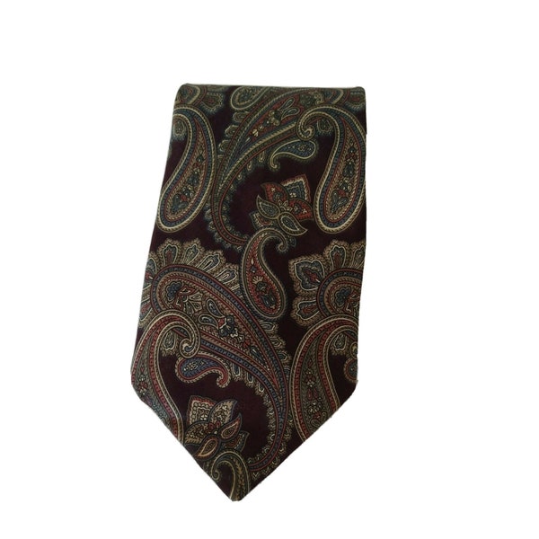 Vintage Oscar De La Renta Caplans Paisley Silk Tie Necktie Men Purple/Red