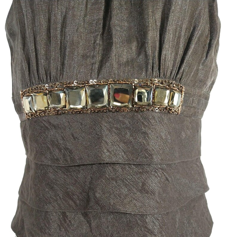 Adrianna Papell Occasion Formal Gown Dress Layered Size 4 Brown Vintage Y2K image 3