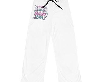 Pantalones de pijama con estampado de calavera dormida / Pantalones blancos para estar en casa