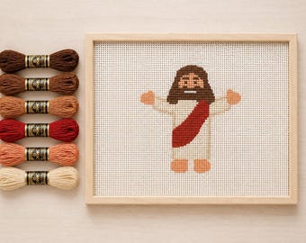 Mini lienzo de punto de cruz de Jesús de bolsillo