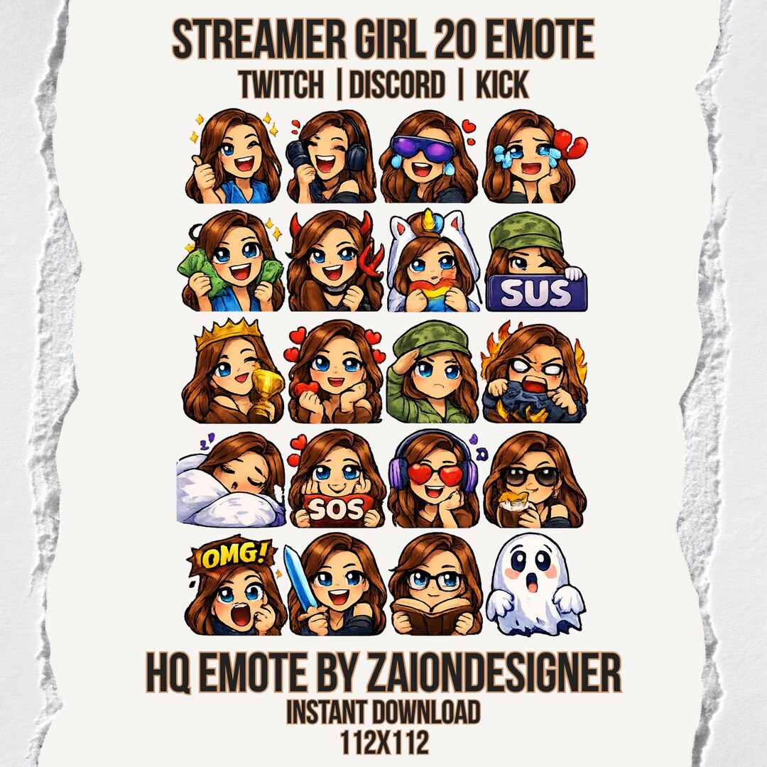emote-pack-for-twitch-brunette-girl-20-emotes-in-hq-hair-cute-girl