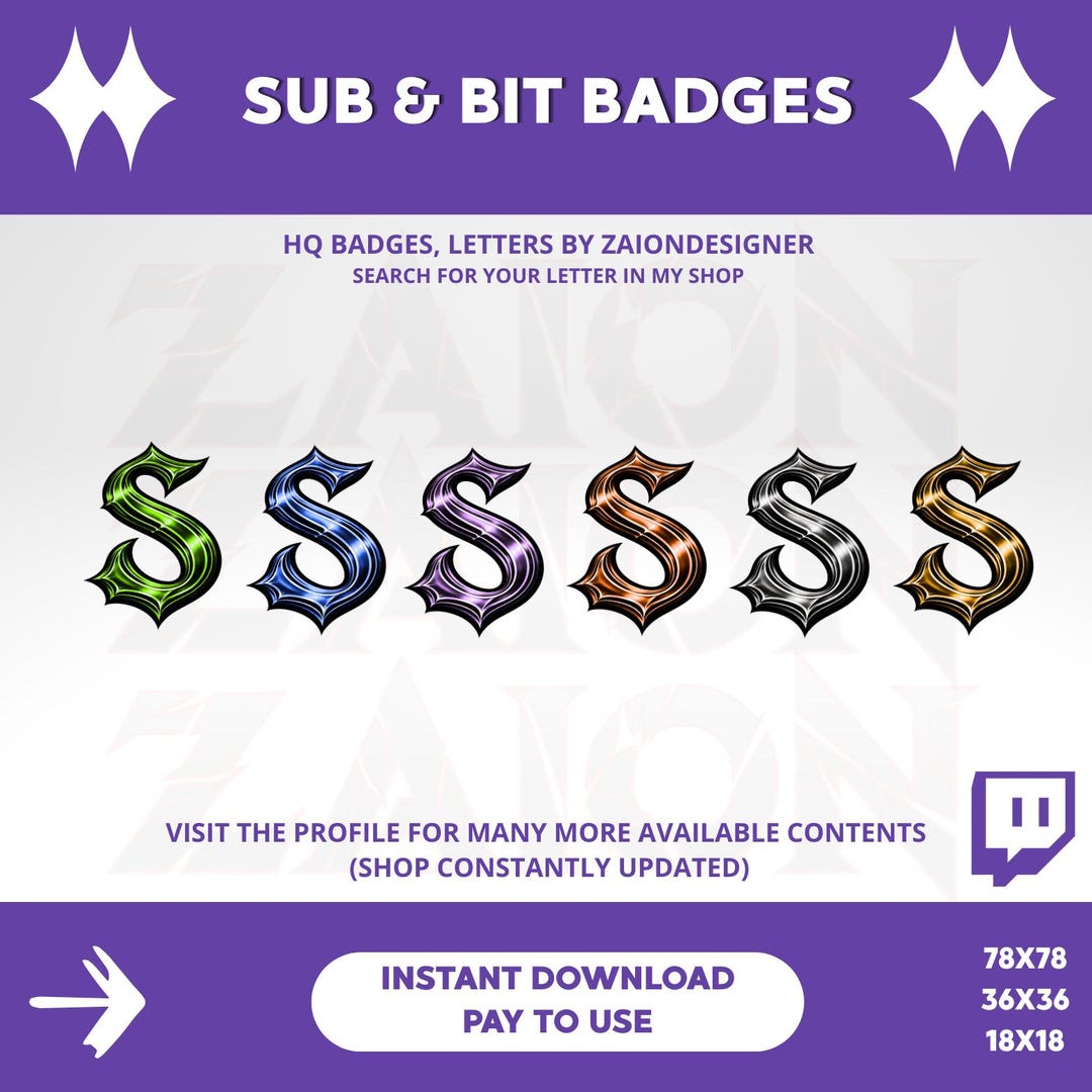 Twitch Sub & Badges, HQ Digital Product, Letter - Letters (S), Badges ...
