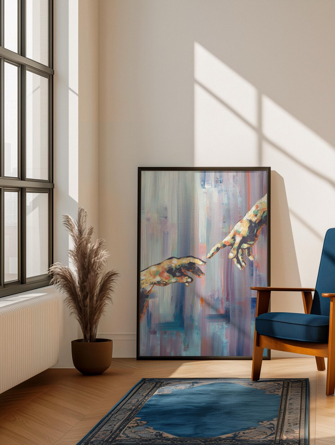 Abstract Hands Art Print, Creation of Adam Inspired Art, Modern Wall ...