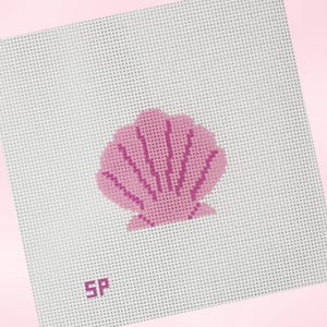Needlepoint Canvas Pink Seashell Nautical 13 Mesh Canvas Beginner Friendly