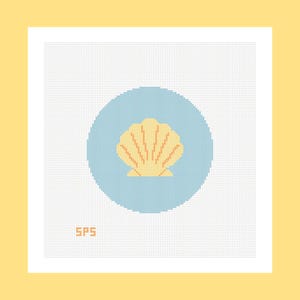 Needlepoint Canvas Yellow Blue Cicle Seashell Nautical 18 Mesh Canvas Beginner Friendly Hand Painted