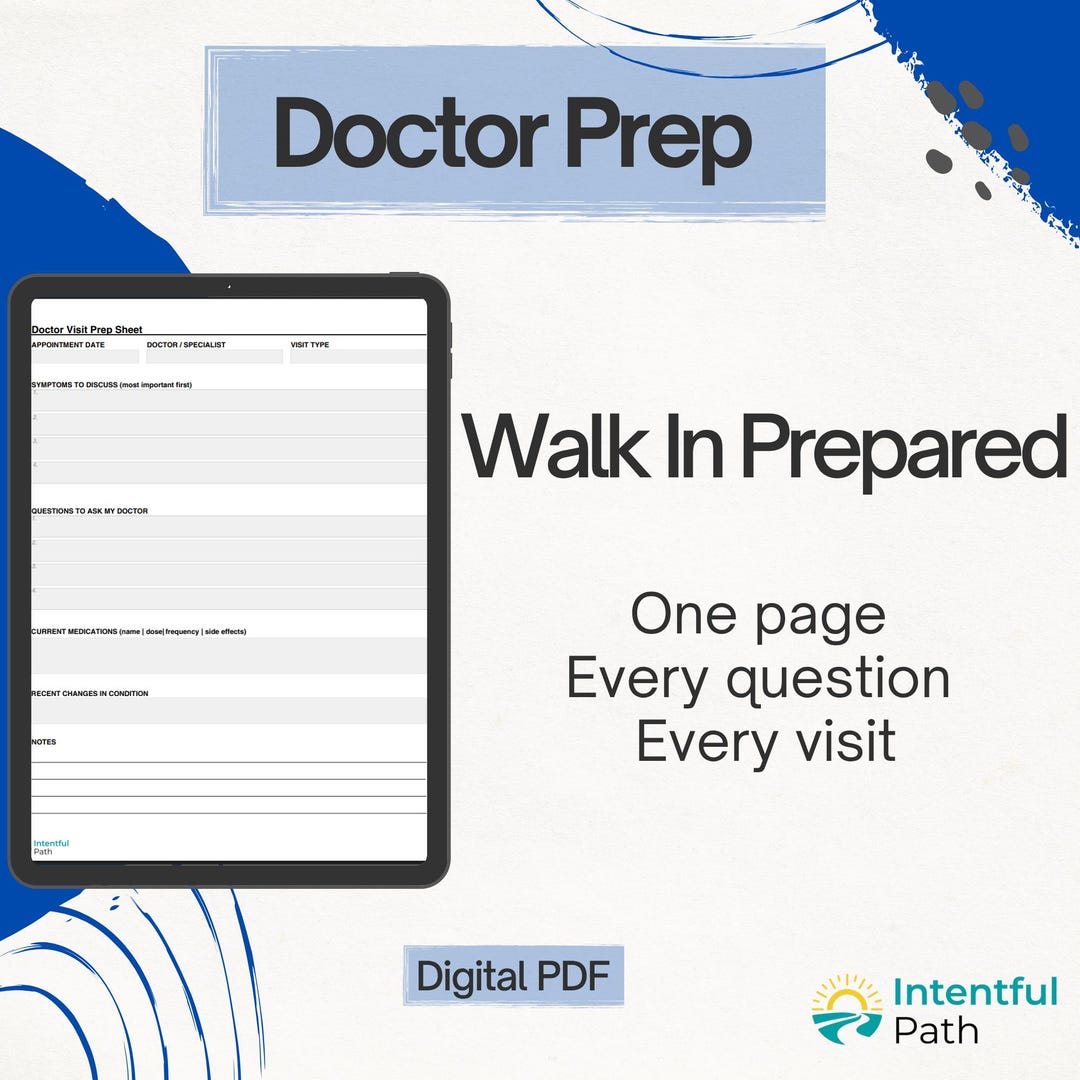 Daily Prep Sheet.pdf Printable Doctor Visit Prep Sheet PDF — Symptoms Questions & Medication ...