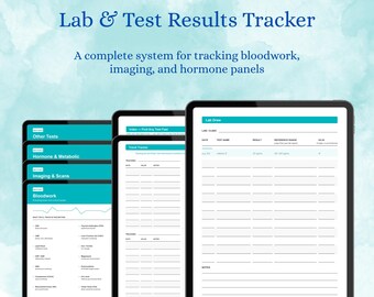 Laborbefund-Tracker, Blutuntersuchungsprotokoll, MRT- und medizinische Testhistorie, druckbares PDF