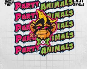Animales de fiesta de béisbol PNG / Diseño de mono de dibujos animados (Descarga digital)