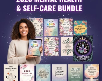 2026 Mentale Gesundheit Planer Bundle - Canva Vorlagen, ADHS & Angst Tagebücher (Digitaler Download)