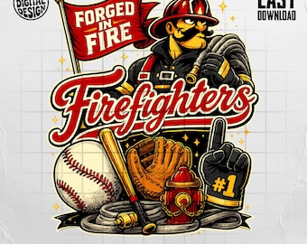 Diseño PNG de Bomberos Béisbol / Mascota Mono Animales de Fiesta (Descarga Digital)