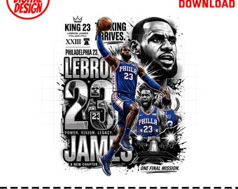LeBron James Art King Vibes Digital Graphic File for Sports Fan Gift. Dynamic Court Legend Tribute Player Art