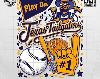 Diseño PNG de mascota de mono con pelota de plátano para fiestas de Texas Tailgaters (descarga digital)