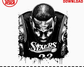 LeBron Funny Process Style Digital Art Print, Black & White Basketball Legend James Graphic Design Digital Download