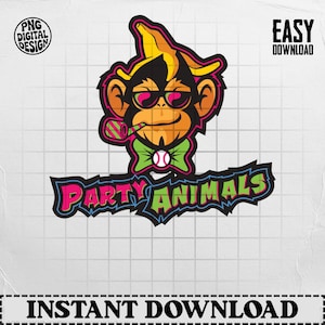 Banana Ball Monkey Mascot PNG | Party Animals Design (Digital Download)