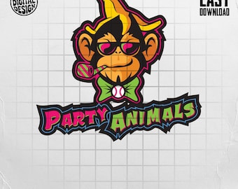 Mascota de mono con forma de bola de plátano PNG / Diseño de animales de fiesta (descarga digital)