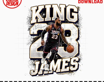 LeBron James King Vibes Art Graphic Digital Print – Iconic Basketball Legend Sports Wall Art for Fans – Retro Athlete Tribute Digital File