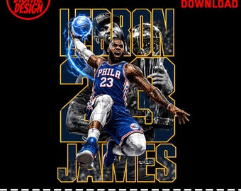 LeBron James King Style James Slam Dunk Digital Download Art, Iconic Sports Legend Fan Graphic Gift