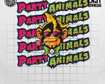 Animales de fiesta de béisbol PNG / Gráfico de mono divertido (Descarga digital)