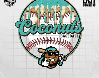 Coconuts Baseball PNG | Drippy Banana Ball Graphic (Digital Download)