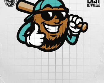 Mascota de béisbol de los Coconuts PNG / Gráfico de bola de plátano (Descarga digital)