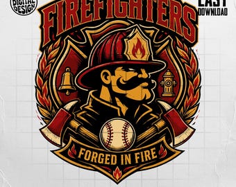 Diseño de béisbol para bomberos SVG PNG Mascota de mono con pelota de plátano / Diseño de animales de fiesta (descarga digital)