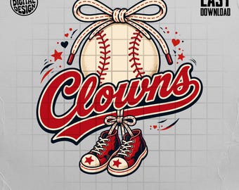 Payasos Béisbol Béisbol Coqueta Lazo PNG / Bola de Plátano (Descarga digital) Descarga instantánea