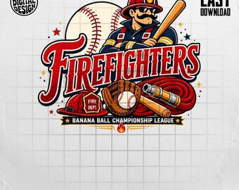 Bomberos Béisbol PNG / Mascota Mono Animales de Fiesta Diseño (Descarga Digital)
